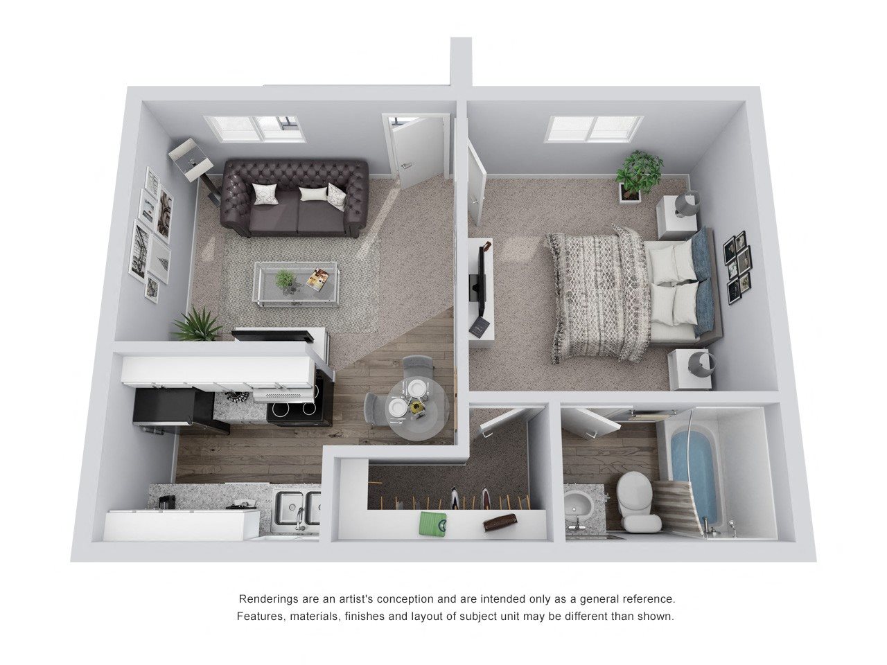 A1: 1 Bed 1 Bath floor plan